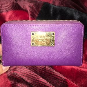 Purple Michael Kors Zip Wallet